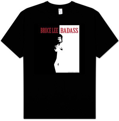 Bruce Lee Kids Size BADASS Youth Martial Arts Black T-shirt