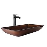 UPC 849922014685 product image for VIGO Rectangular Russet Glass Vessel Bathroom Sink and Niko Vessel Faucet with P | upcitemdb.com