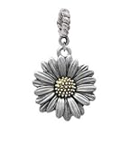 Large Two Tone Daisy Flower - Silver and Gold Plated European Charm Dangle Bead