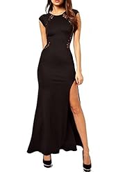 Sexy Cotton Full Length Slit Bandage Dress/Bodycon Dress/Maxi Dress 