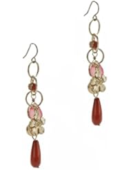 Womens Gold Tone Red Dangle Charm Earrings