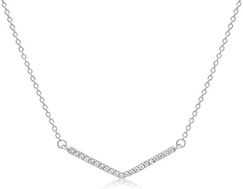 Sterling Silver Cubic Zirconia Geometric V Necklace