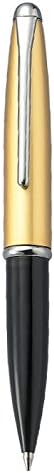 MG Gifts Satin Gold/Black Brass Cap-Off Mini Ballpoint Pen Includes Gift Box Perfect For Him or Her