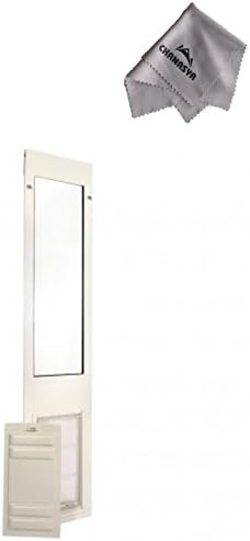 Patio Pacific - Thermo Panel 3e - Extra Large with Endura Flap - 77.25"-80.25", white frame, pet door for sliding glass doors with Chanasya Polish Cloth Bundle