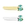 14K Gold Nose Stud with 2mm Round Genuine Cabochon Aquamarine, 18 Ga