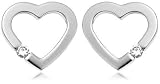 Image of 9ct White Gold Diamond Heart Earrings