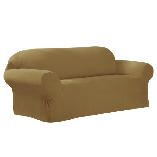 Maytex Collin Stretch 1-Piece Slipcover Loveseat, Gold