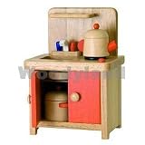 K�CHE PUPPENK�CHE HERD f�r PUPPEN incl. GESCHIRR TOPF T�PFE HOLZ WOODY