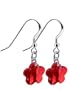 Made with Swarovski Elements� Flower Red Crystals .925 Sterling Silver French Ear Wire 0.55" Long Dangle Earrings