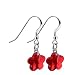 Made with Swarovski Elements� Flower Red Crystals .925 Sterling Silver French Ear Wire 0.55" Long Dangle Earrings