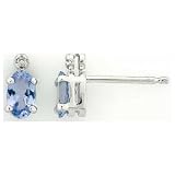 Tanzanite & Diamond Stud Earrings in 10K White Gold
