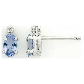 Tanzanite and Diamond Stud Earrings in 10K White Gold by MLG Jewelry
