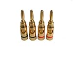 4 x 4mm Banana Plugs For Speaker Cable connections / Gold Plated (BY CABLES 4 ALL)