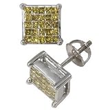 Men's .97ctw Yellow Diamond Earrings