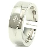 .10ct VVS E-F 14K White Gold Unique Raised Contemporary High End Men's Diamond Wedding Ring