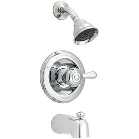 Delta 14478 Leland Pressure Balance Single-Handle Tub and Shower Faucet with Full-Spray Showerhead, Chrome