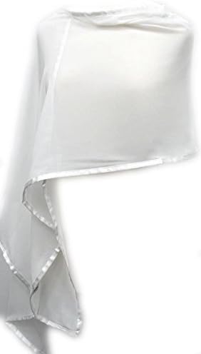 Chiffon with satin border wrap in pure white