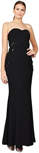 ML Monique Lhuillier Crepe Beaded Strapless Evening Gown Dress
