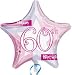 Printed Foil Balloon (19in, star prismatic) - Happy 60th Birthday: Pink Shimmer