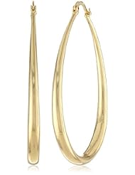 Gold Plated Graduated Teardrop Hoop Earrings, (1.4" Diameter)
