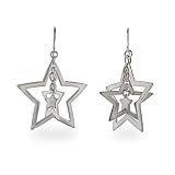 Eve's Addiction Sterling Silver Swinging Star Earrings