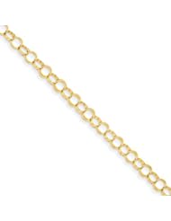 14k Yellow Gold 8in 4.8mm Triple Link Charm Bracelet. Metal Wt- 2.84g