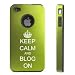 Apple iPhone 4 4S 4G Green D1710 Aluminum & Silicone Case Cover Keep Calm and Blog On Crown