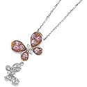14K White And Rose Gold Sapphire and Diamond Butterflies Necklace