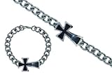 Mens Bracelet by Inox in Stainless Steel with Black Cross