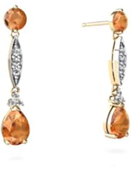 Genuine Fire Opal 14kt Yellow Gold Dangle Drop Earrings