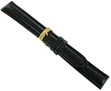 18mm Morellato Genuine Leather Padded Stitched Calfskin Black Watch Band Strap