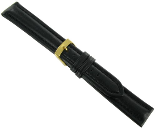 18mm Morellato Genuine Leather Padded Stitched Calfskin Black Watch Band Strap