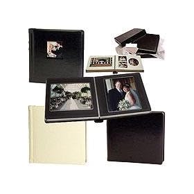 Flora Elite Series, Professional Library Bound Album, Silverado - Black Cover with Silver Edged Black Pages, 20 Page Capacity Holds 40 5 x 5 Photos.