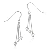 Silver Bar Genuine Swarovski Crystal Earrings