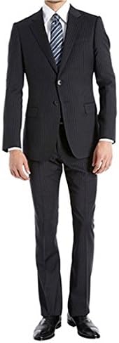 New Men's Formal Slim Fit 2 piece Suit two button pin stripe Jacket pants (38S 32W, Charcoal)