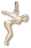 Lady Swimmer Charm/Pend -Choose from 14K/10K, Stainless Steel or Gold Plated
