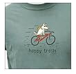 Designer Cotton T-Shirt - Garment Dyed "Happy Trails" T-Shirt for Adults - Blue Spruce - Large