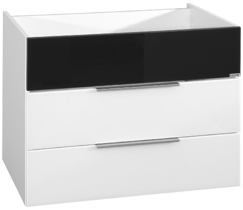 Fackelmann 80956 Waschtischunterbau Kara Bianco, 2 Schubladen (wei&szlig;), 1 Traverse (Anthrazit), 1 Raumspar-Siphon, BxHxT: 79.5 x 59 x 49 cm