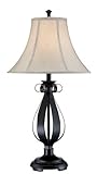 IMAGE OF Table Lamp with Light Beige Sand-Washed Fabric Shade in Dark Bronze Finish