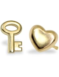 Alex Woo "Mini Additions" Heart and Key Studs