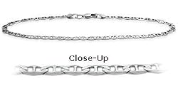 10 K White Gold Flat Gucci Style 10 Inch Anklet