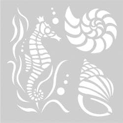 Bulk Buy: FabScraps Scapbooking (2-Pack) Plastic Stencil 8'X8' Sea Creatures DS020