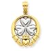 14k Gold Rhodium Claddaugh w/Shamrock Pendant