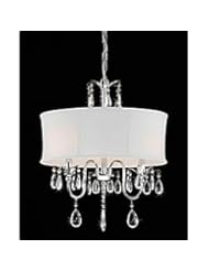 Lighting: 3-light Round White Shade Crystal Chandelier Pendant Lighting Fixture, Chrome Finish - Lightupmyhome