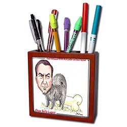 Londons Times Funny Panel Hollywood Cartoons - Chow Bela Lugosi - Tile Pen Holders-5 inch tile pen holder