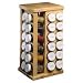 Wood Carousel Spice Rack with Glass Spice Bottles: 32 Bottle Rack