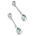 Nine Carat White Gold Blue Topaz Drop Earrings