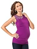 A Pea in the Pod Collection: Velvet Sleeveless Scoop Neck Embellished Maternity Tank Top
