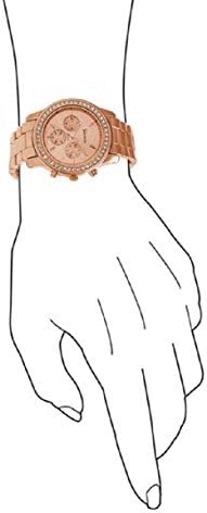 Chronograph Look Watch with Crystals..Tone Metal Link (A Rose Gold)