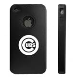 Apple iPhone 4 4S 4G Black Aluminum & Silicone Case Chicago Cubs